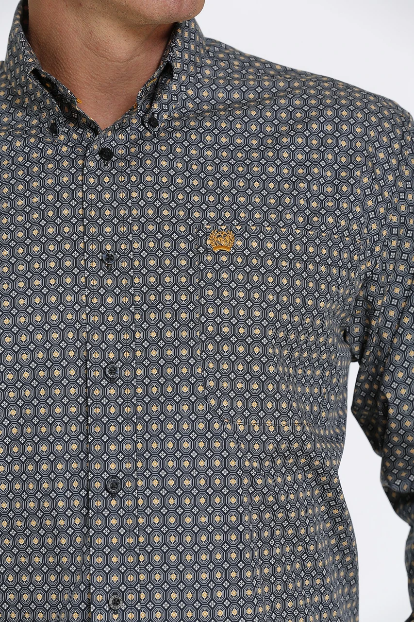 Men's Cinch Navy Geo Pattern Button Down Shirt #MTW1105449 3 Men's Cinch Navy Geo Pattern Button Down Shirt #MTW1105449 - Image 3