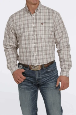 Men's Cinch Cream Button Down Shirt #MTW1105456