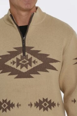 Men's Cinch 1/4 Zip Aztec Print Pullover Sweater #MWK1560002KHA -Deals Western Wearhouse Store 9c09af20fe8faa65a6292d416c2c84e0