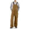 Men's Carhartt Zip-To-Thigh Quilt Lined Bib Overall #R41BRN-C