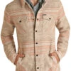 Men's Panhandle Taupe Aztec Shirt Jacket #RRMO92RZWN