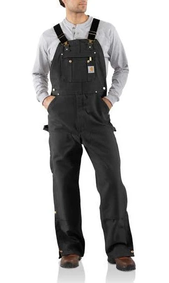Men's Carhartt Unlined Zip-To-Thigh Bib #R37BLK 1 Men's Carhartt Unlined Zip-To-Thigh Bib #R37BLK
