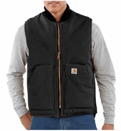 Men's Carhartt Relaxed Fit Firm Duck Insulated Vest #V01-BLK