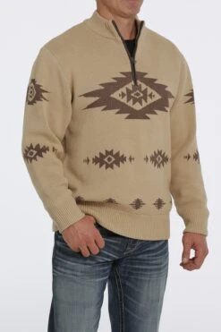 Men's Cinch 1/4 Zip Aztec Print Pullover Sweater #MWK1560002KHA -Deals Western Wearhouse Store f805717026f85319e9675f45e52d82ba